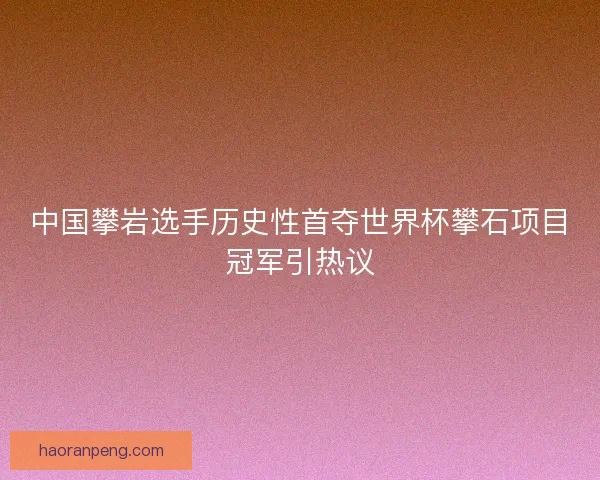 中国攀岩选手历史性首夺世界杯攀石项目冠军引热议