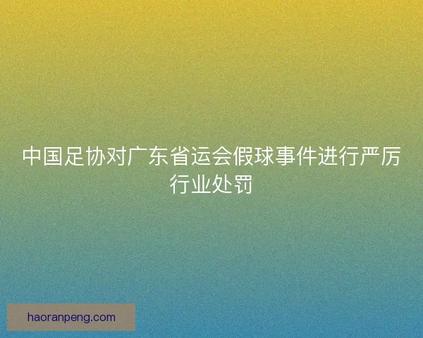中国足协对广东省运会假球事件进行严厉行业处罚